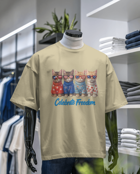 Celebrate Freedom Tee – Patriotic Drip with Feline Energy
